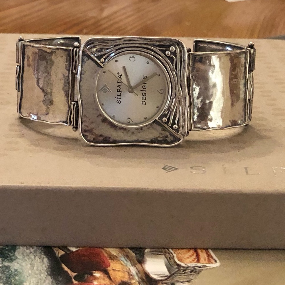 Vintage Silpada Solid Square Link Sterling Silver Watch T1472